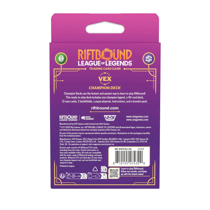 Riftbound TCG: Unleashed Champion Deck (Vex)