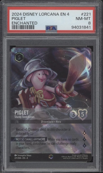 Piglet Disney Lorcana Ursula's Return Enchanted #221 PSA 8