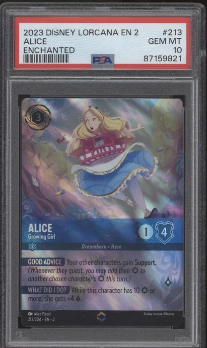 Alice Growing Girl Disney Lorcana Rise of the Floodborn Enchanted #213 PSA 10