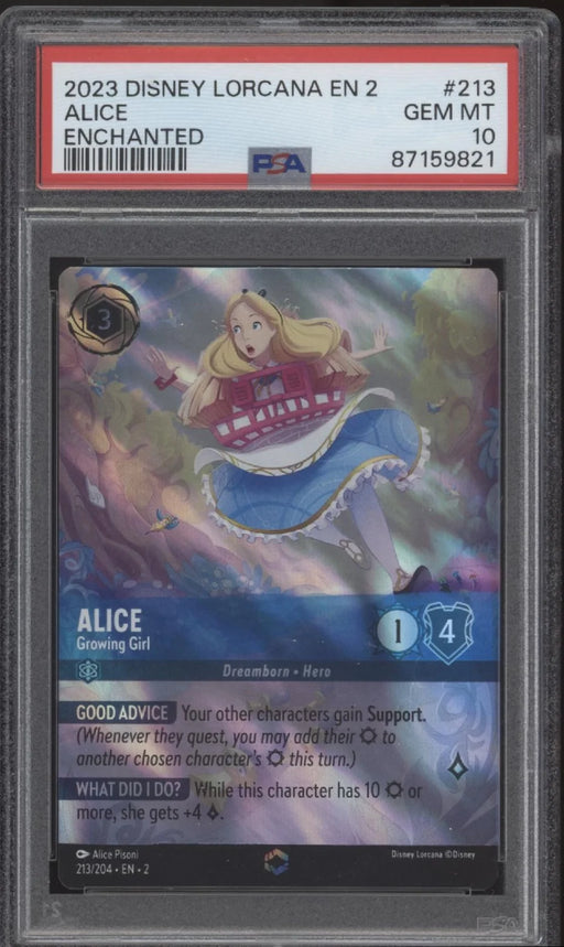 Alice Growing Girl Disney Lorcana Rise of the Floodborn Enchanted #213 PSA 10