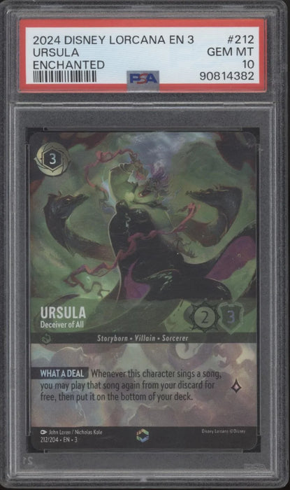 Ursula Deceiver of All Disney Lorcana Into the Inklands Enchanted #212 PSA 10