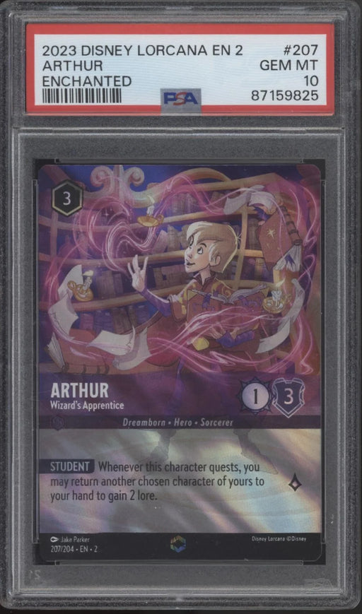Arthur Wizard's Apprentice Disney Lorcana Rise of Floodborn Enchanted 207 PSA 10