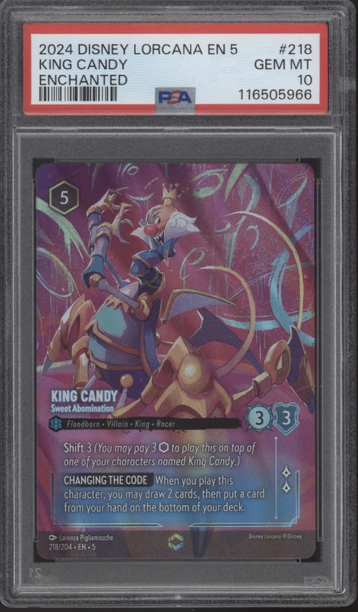 King Candy Disney Lorcana Shimmering Skies Enchanted #218 PSA 10