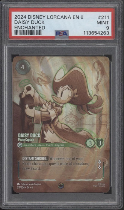 Daisy Duck Pirate Captain Disney Lorcana Azurite Sea Enchanted #211 PSA 9