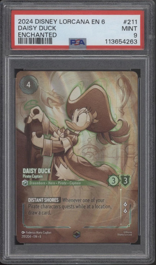 Daisy Duck Pirate Captain Disney Lorcana Azurite Sea Enchanted #211 PSA 9
