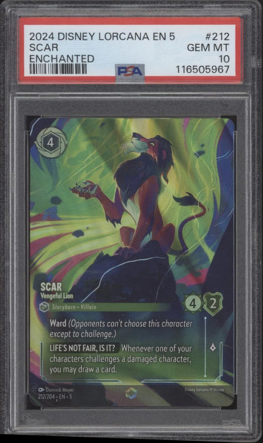 Scar Disney Lorcana Shimmering Skies Enchanted #212 PSA 10