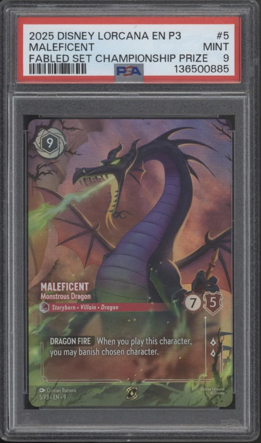 Maleficent Disney Lorcana Fabled Set Championship Prize #5 PSA 9